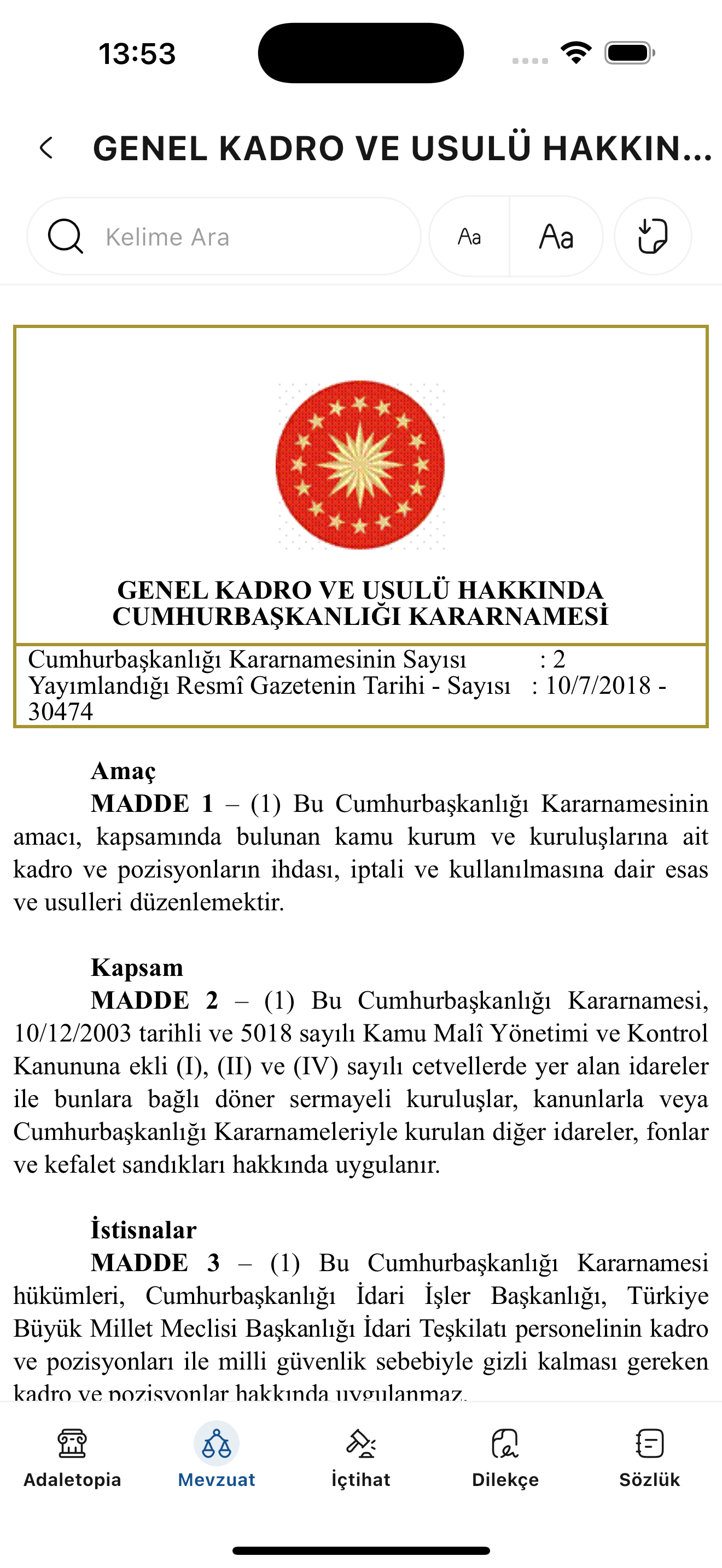 Yapay zeka destekli hukuk uygulamasının ekran görüntüsü.